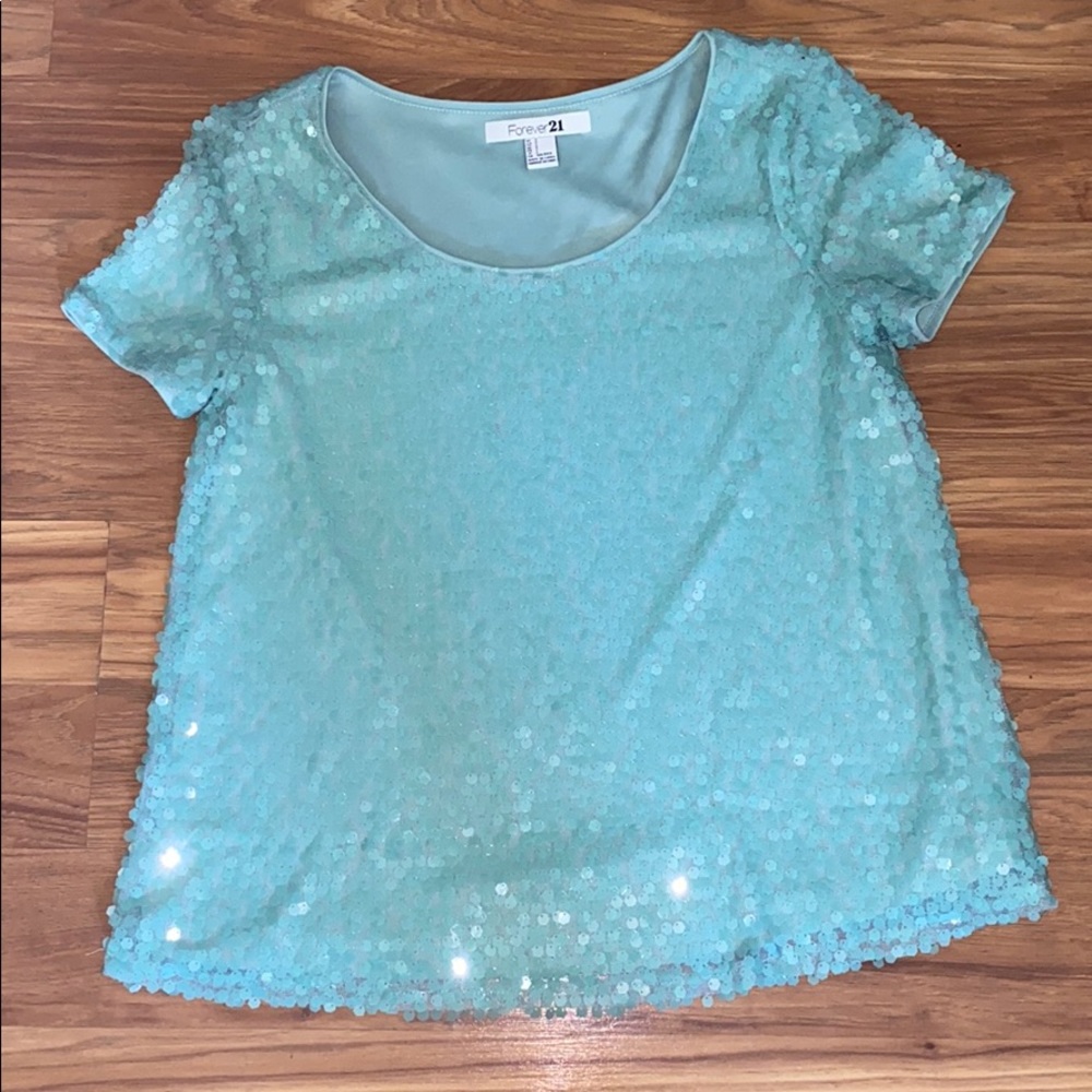 Forever 21 mint sequin top size s